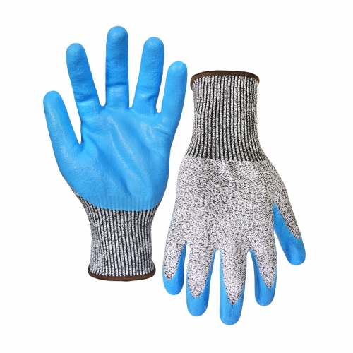 13G cut C/A3 nitrile fake foam coated gloves-Glass and Steel Free