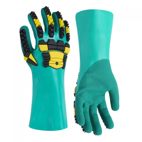 Chemical resistant nitrile coated glove with cut and impact protection - Glass and Steel Free