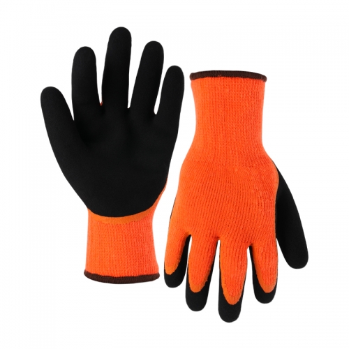 10G acrylic napping shell latex sandy double thumb coated gloves