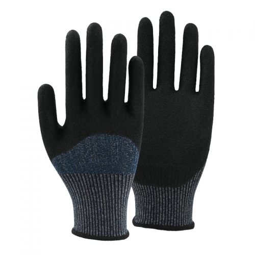 13G cut C/A3 nitrile sandy half coated gloves-Glass Fibre