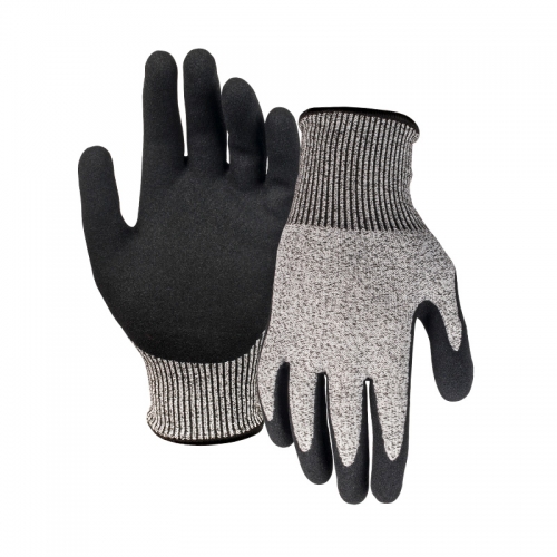 13G Cut D/acrylic napping shell nitrile sandy palm coated gloves