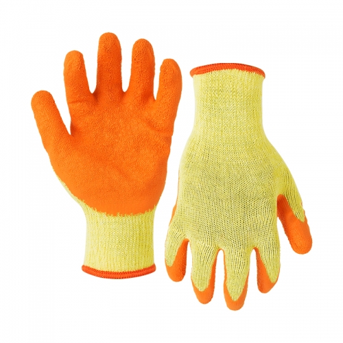 10G poly/cotton shell latex crinkle palm coated gloves