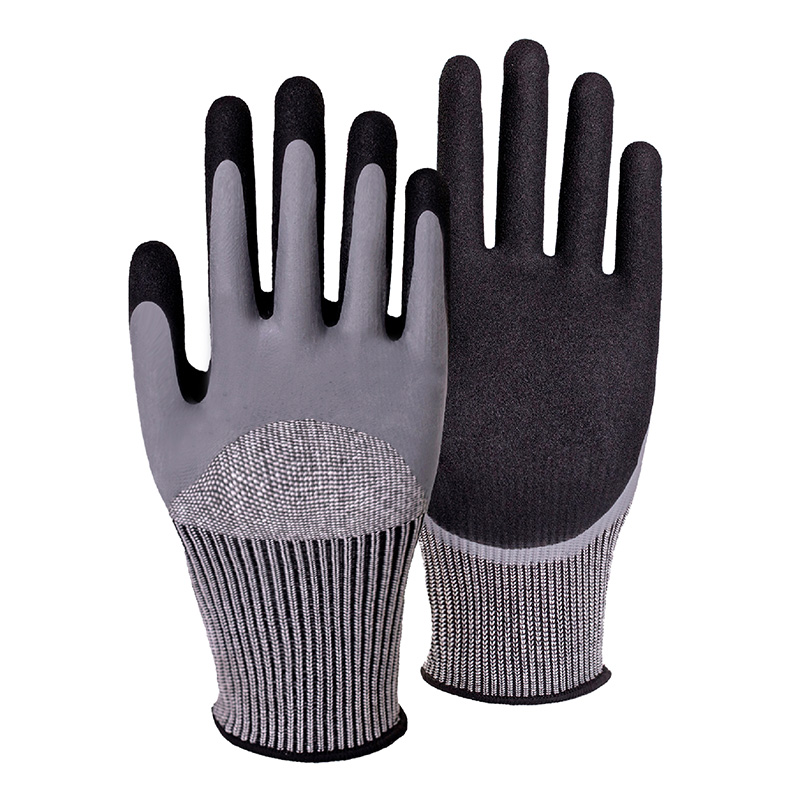 15G cut F/A6 nitrile sandy double coated gloves (Half /palm)-Steel/Glass Fibre