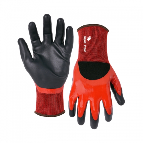 18G nylon/spandex shell GripFoam Plus double coated gloves(half/palm）