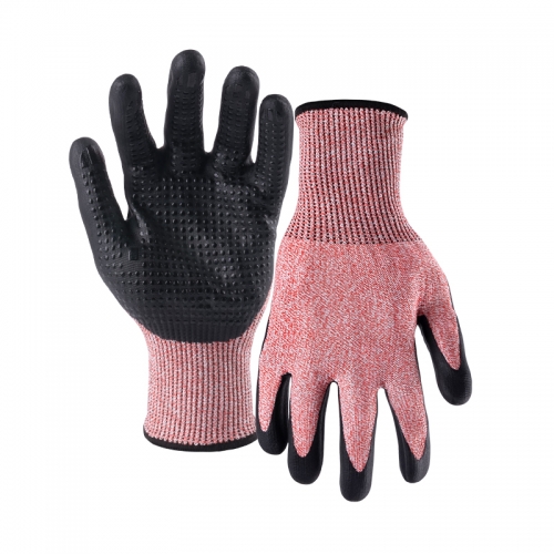 13G cut D/A4 DexiFoam palm coated gloves with dots-Glass and Steel Free