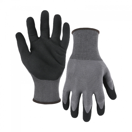 15G cut D/A4 nitrile sandy palm coated gloves - Steel