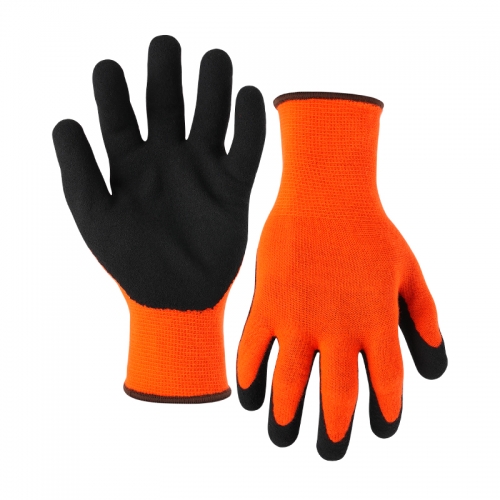 13G arylic napping shell latex sandy palm coated gloves