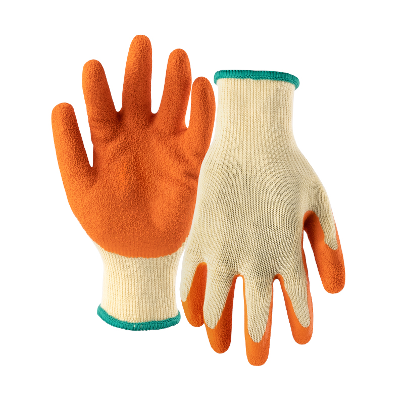 10G polyester shell latex crinkle palm coated gloves
