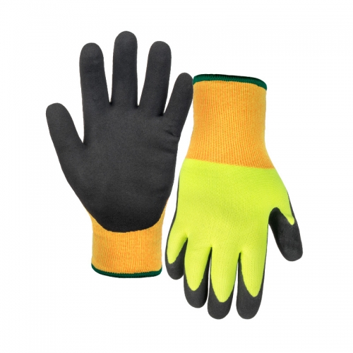 15G nylon/acrylic napping shell latex sandy palm coated gloves