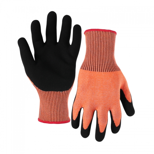 13G cut D/A4 latex sandy palm coated gloves-Glass and Steel Free