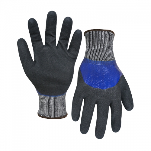 15G cut D/A4 nitrile sandy double coated gloves(fully/half) - Steel