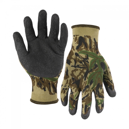 13G printing bamboo shell latex crinkle palm coated gloves