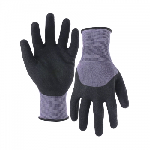 15G nylon/spandex nitrile sandy half coated gloves