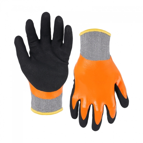 18G A5 cut resistant /acrylic napping shell nitrile sandy double coated gloves(fully/palm)