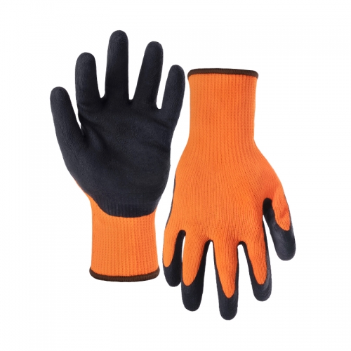 7G polyester terry shell latex foam palm coated gloves