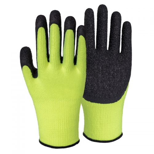 10G polyester napping shell latex crinkle palm coated gloves