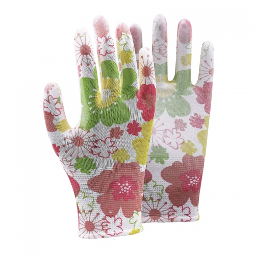 13G printing shell PU palm coated gloves