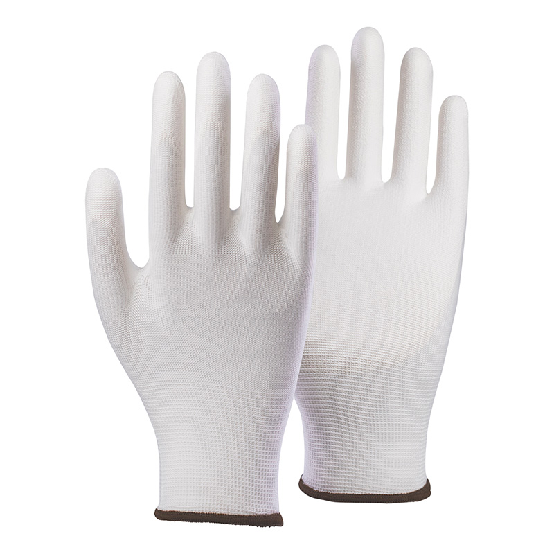 13G nylon shell PU palm coated gloves
