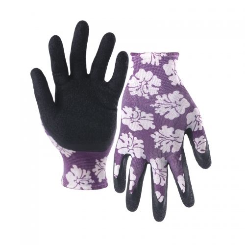 13G printing shell latex crinkle palm coated gloves
