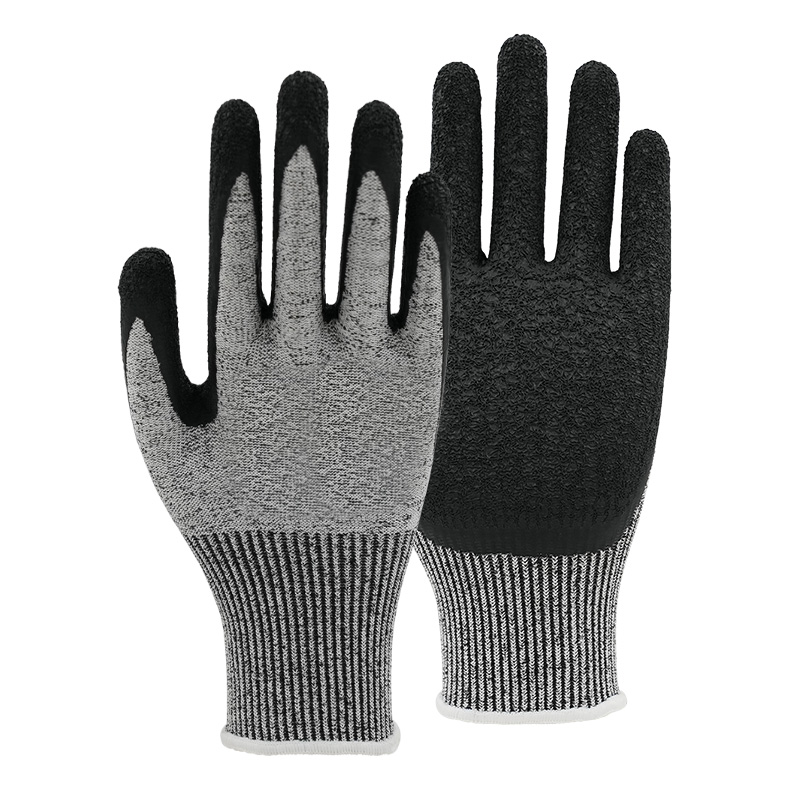 13G Cut C/A3 latex crinkle palm coated gloves