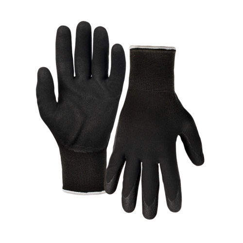 13G polyester/acrylic napping shell  nitrile sandy palm coated gloves