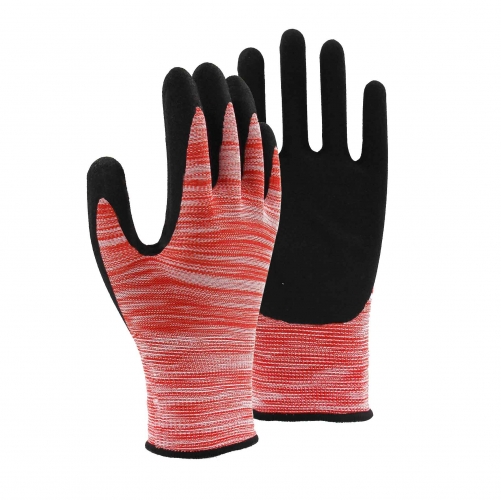 13G polyester/spandex shell nitrile sandy palm coated gloves