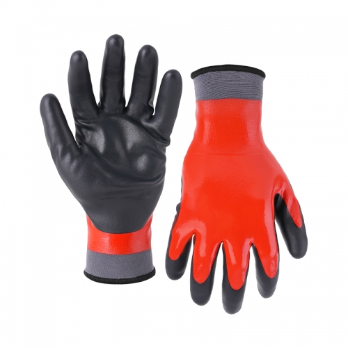 18G polyester/acrylic napping shell GripFoam double coated gloves(fully/palm)